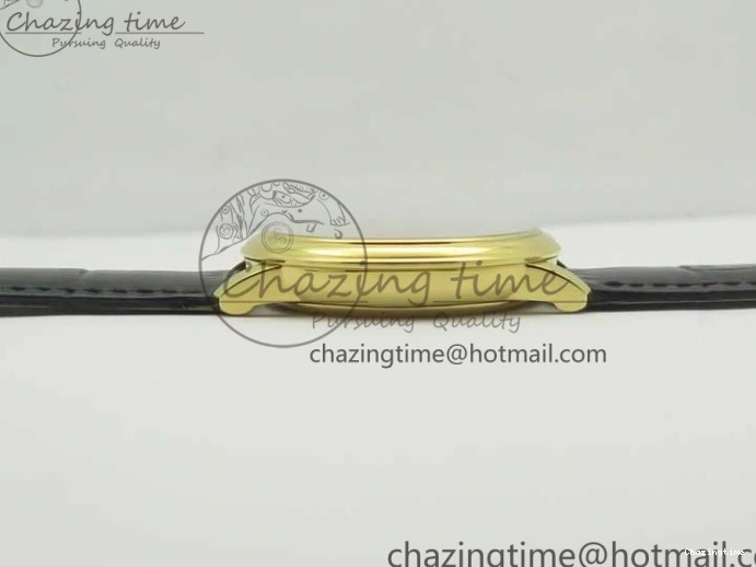 0429 UrbanChic De Ville YG MKF 1:1 Best Edition Silver Dial YG Markers on Black Leather Strap MIYOTA 9015 V 8048